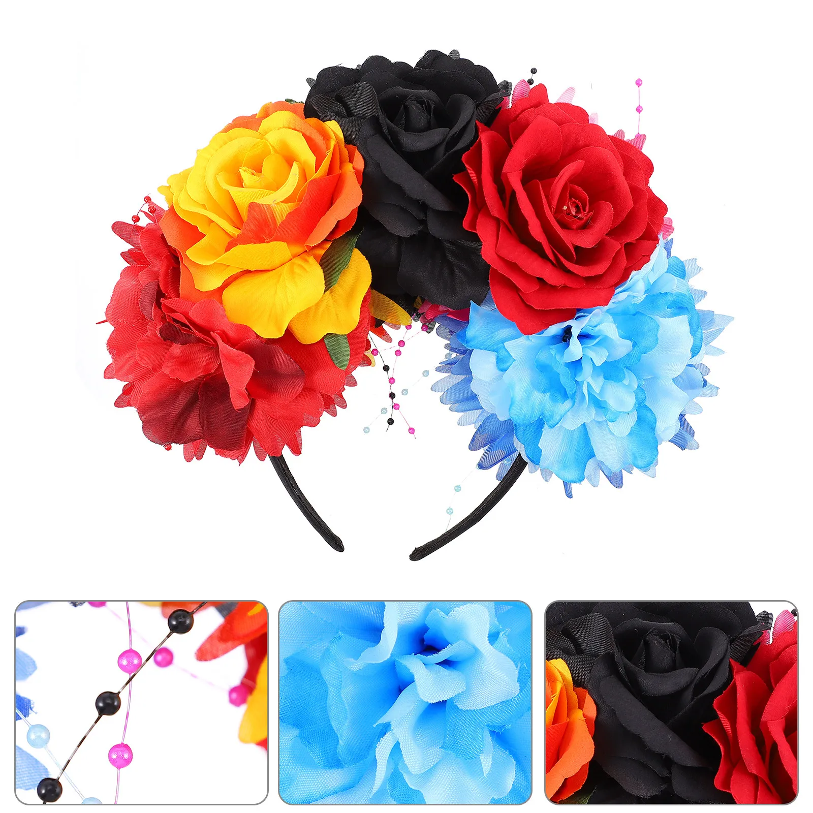 

Deep Red Fabric Flower Crown For Women Waterproof Floral Headband Party Wedding Festival Maternity Photoshoot Accessory