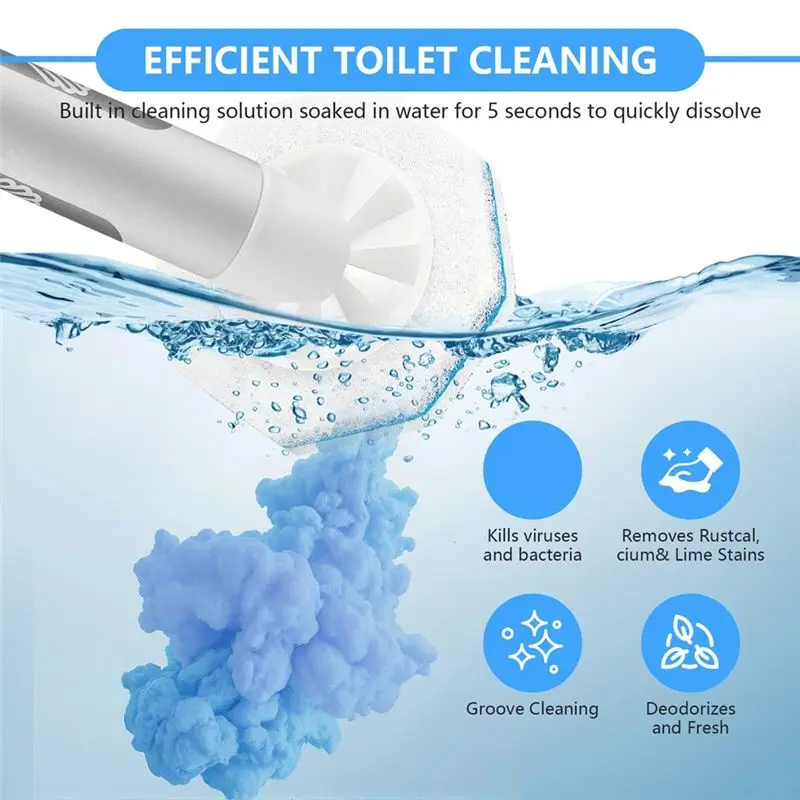 A08R-For Clorox Compatible 50 Count Disposable For Toilet Bowl Wand Refills, Upgraded Replacement Head For Toilet Cleaning Wands