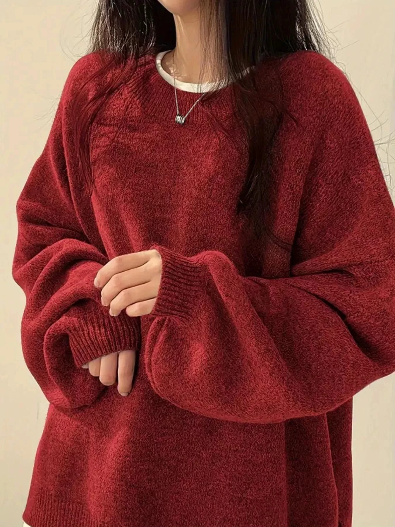 

Autumn Winter Solid Color Knitted Pullover Sweaters Fashion Women Soft and Comfortable Sweater Vintage Female Loose Black Top