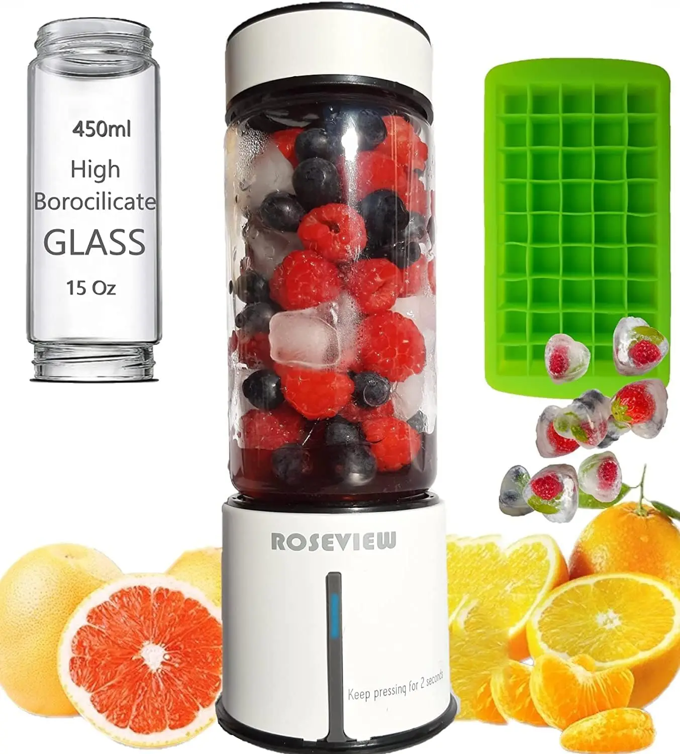 

Portable Smoothie blender Glass bottle USB rechargeable mini Handheld Ice Shakes Cup 2 blend juicer Cordless Personal smoothies