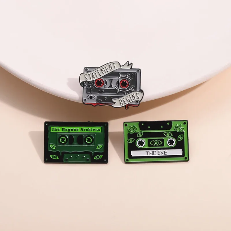 

3PCS/SET 90s Retro Cassettes Enamel Pins Custom Music Tapes Brooches Lapel Badges The Magnus Archives Punk Jewelry Wholesale