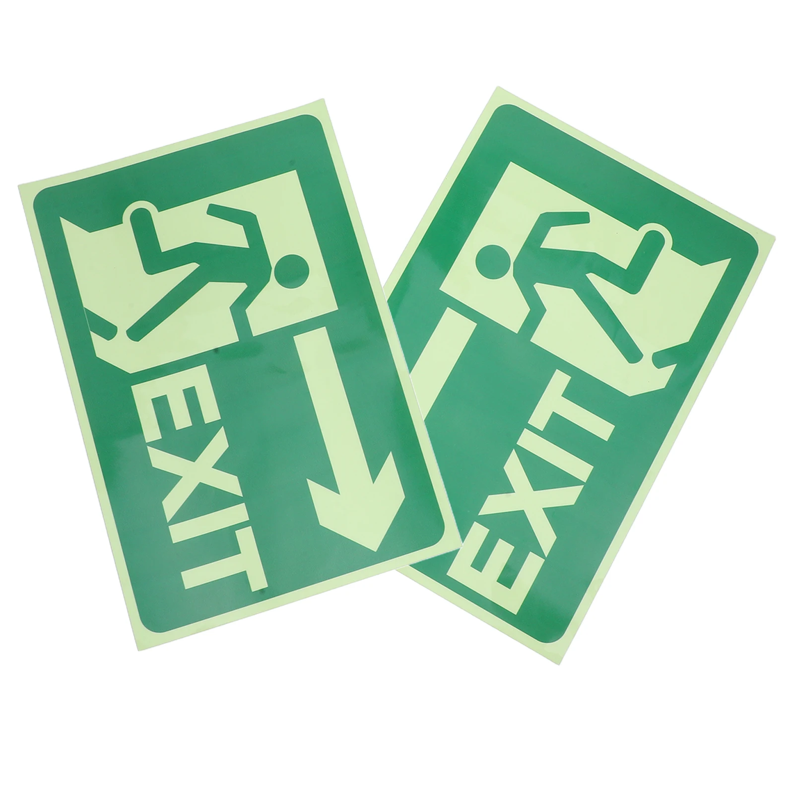 2 Sheets Glow in The Dark Exit Safety Sign Sticker Self Adhesive Emergency Reflective Exit Decals for Office Mall Evacuation