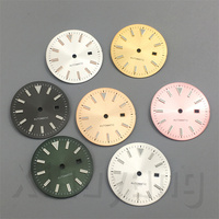 24.5mm Sunburst Watch Dial White Gray Rose Gold Dial Silver Gold Edge Index Green Luminous Fit 31mm NH05 Movement Women's Watch