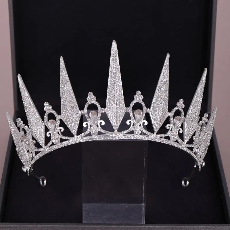 

Trendy Silver Color Diadems Crystal Rhinestone Crowns Queen Tiaras And Crowns Wedding Hair Accessories Princess Women Jewelry