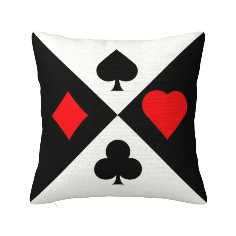 Poker Four Suits Pillow Covers Decoration Kawaii Card Game Players Cushions for Sofa Square Pillowcase