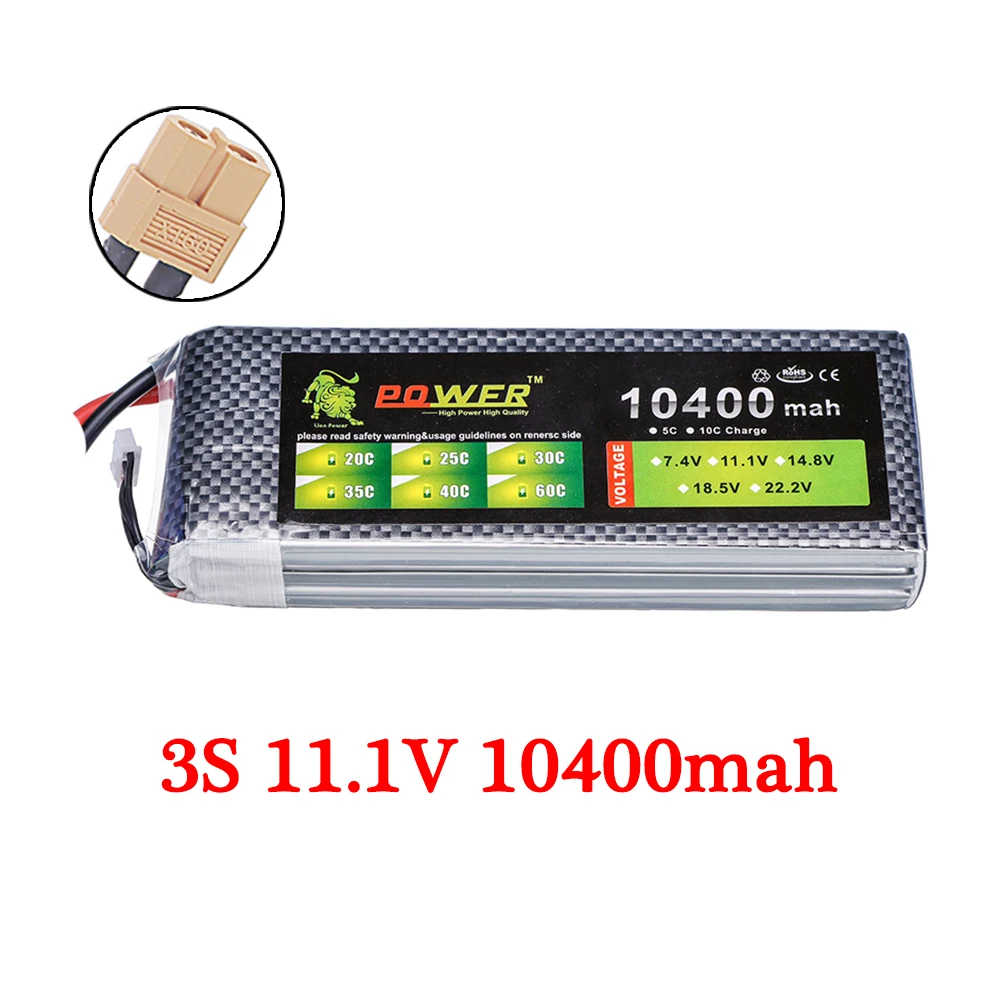 7.4v 11.1v 14.8v 22.2v 10400mAh Lipo Batterij Voor RC Quadrotor Drones Racewagen Boten Onderdelen 2s 3s 4s 6s Oplaadbare Batterij