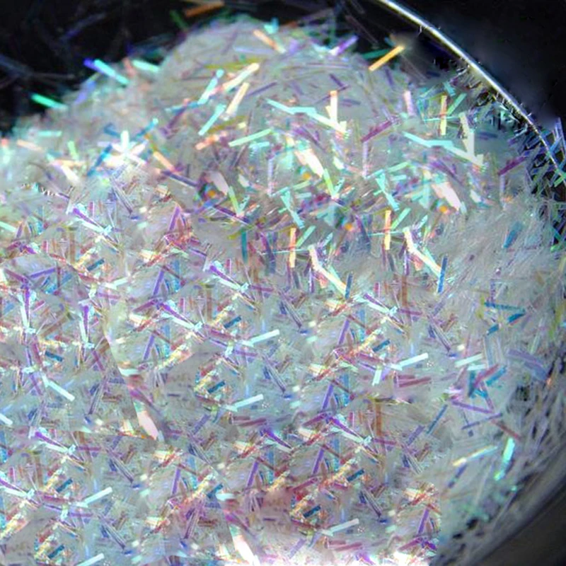 Flocos de glitter para nail art, 1 caixa, decoração de unhas, iridescente, ab, prata/vermelho, brilhando, holpie, 3d, 3x0,2mm, 10ml