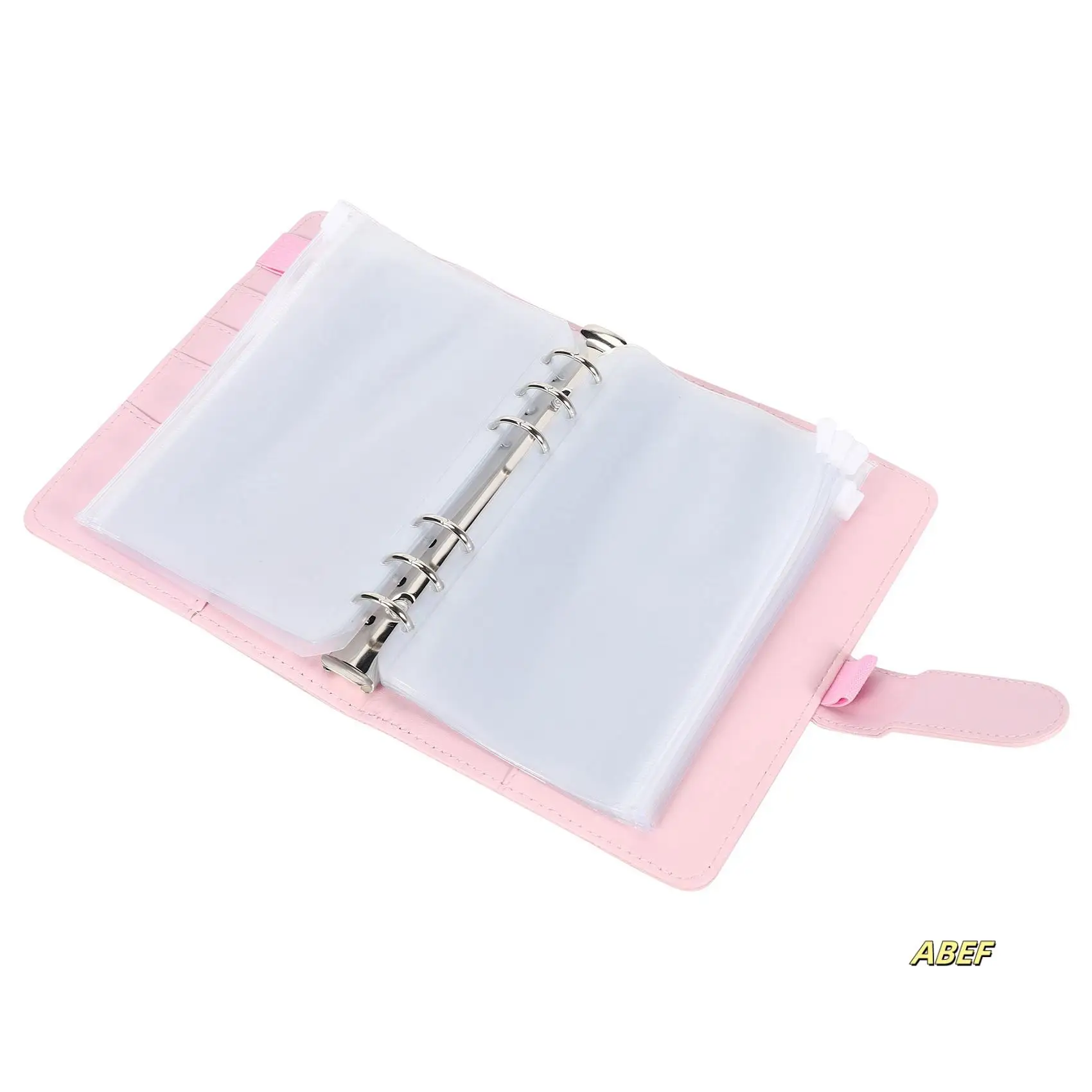 28 كيسًا مجلدًا مقاس A6 مع غطاء جلدي، مجلد ميزانية مكون من 6 حلقات مع ظرف نقدي، مجلد توفير المال (وردي)