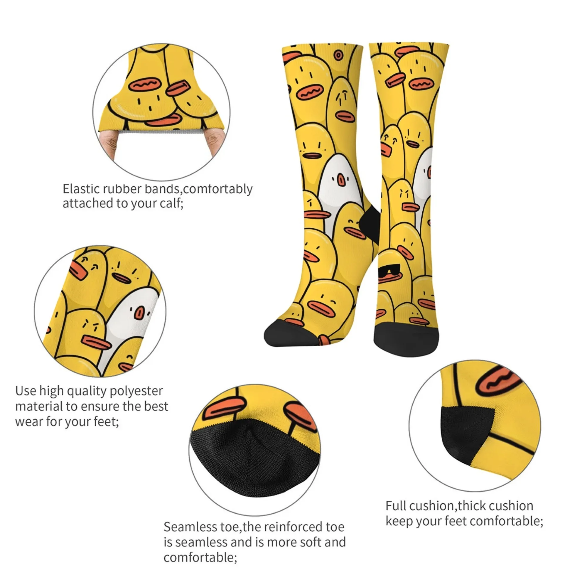 Calcetines divertidos con estampado de pato de dibujos animados para hombre, cómodos, transpirables, antideslizantes, novedad, calcetines retro Harajuku, regalo de fiesta y vacaciones