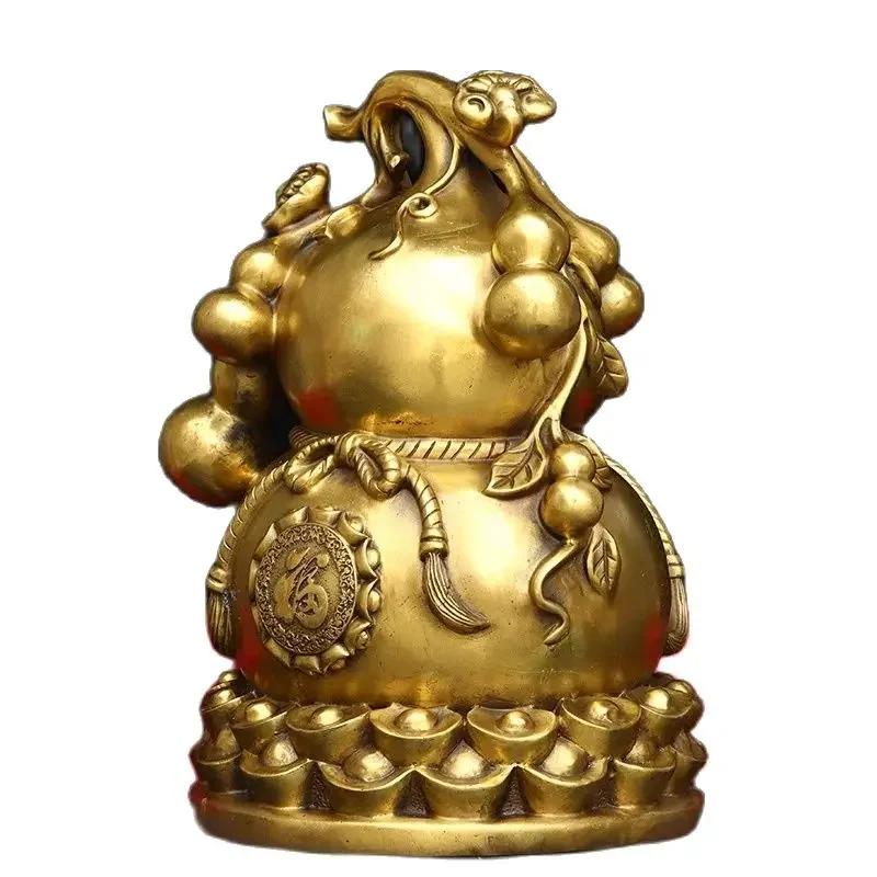 Brass gourd ornaments, brass fulu gold ingots, wealth and auspiciousness, Wanfu home and office crafts