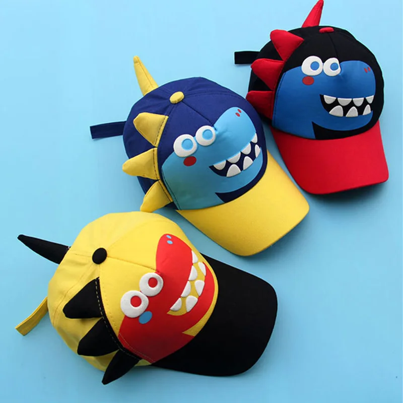 

Милая бейсболка с динозавром, детская остроконечная кепка, мультяшная кепка для защиты от солнца для детей 2-8 лет