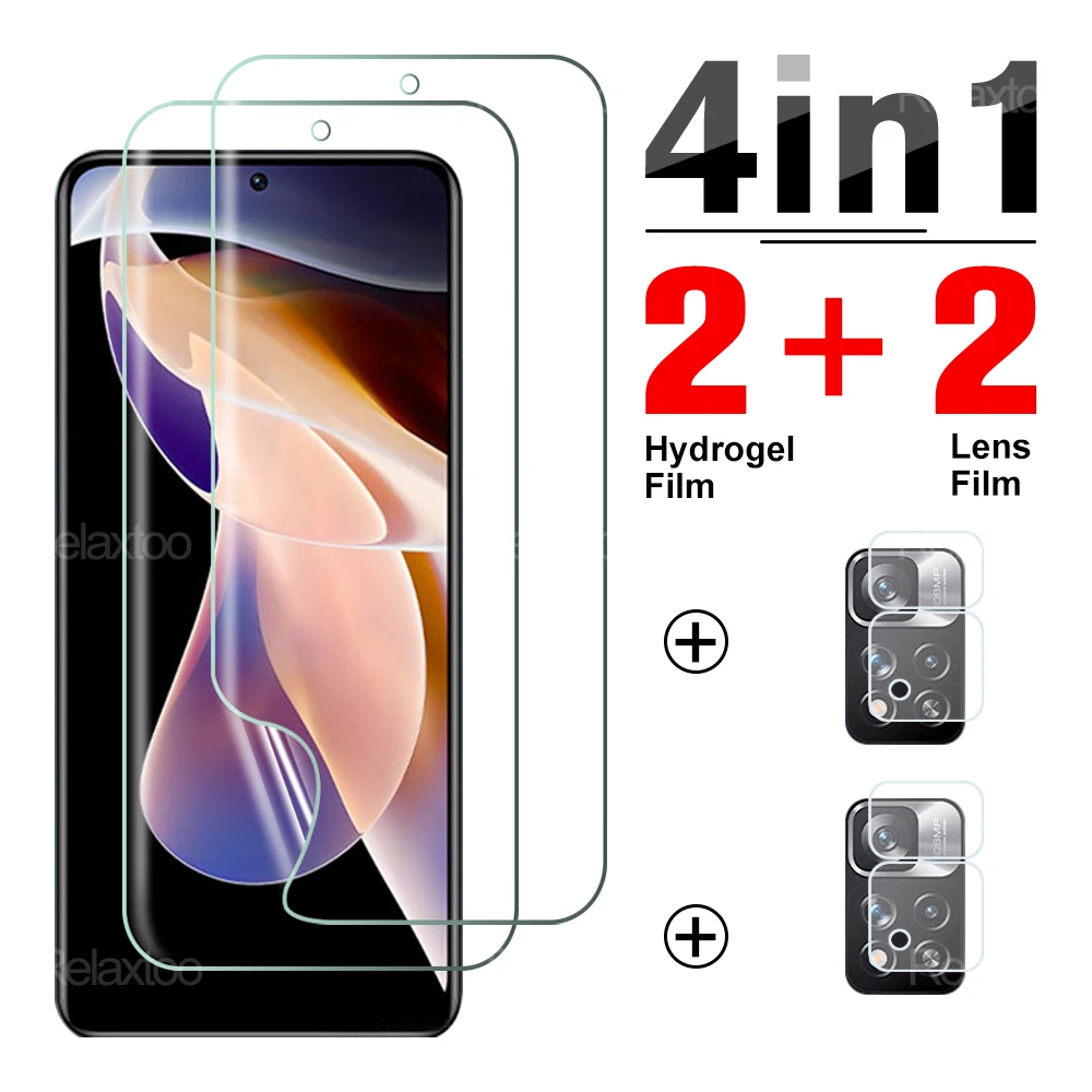 Protector de pantalla de película protectora de hidrogel para cámara 4 en 1, para Xiaomi Redmi Note 11ProPlus 11Pro + 11 Pro 11S 11T 5G 11Pro + Note11 HD