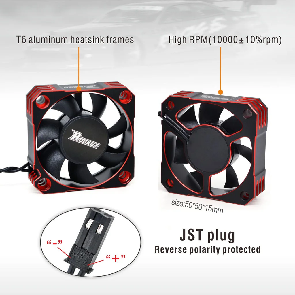 Surpass Hobby Rocket 25mm 30mm 36mm 40mm 50mm Metal Cooling Fan For RC ESC Motor Heat Dissipation-Red&Black