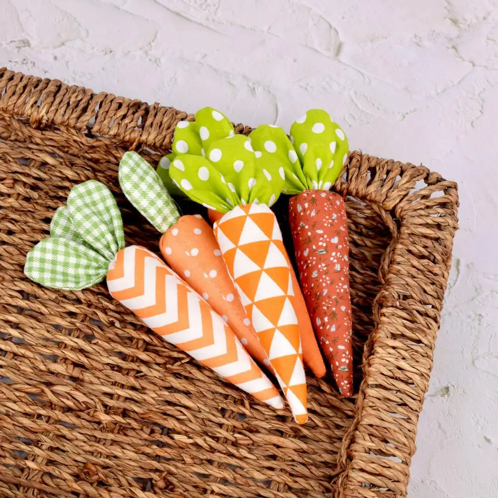 Festive Home Accessories Holiday Decoration 5pcs Easter Carrot Ornaments Artificial Fabric Carrots for Home Decorations Party