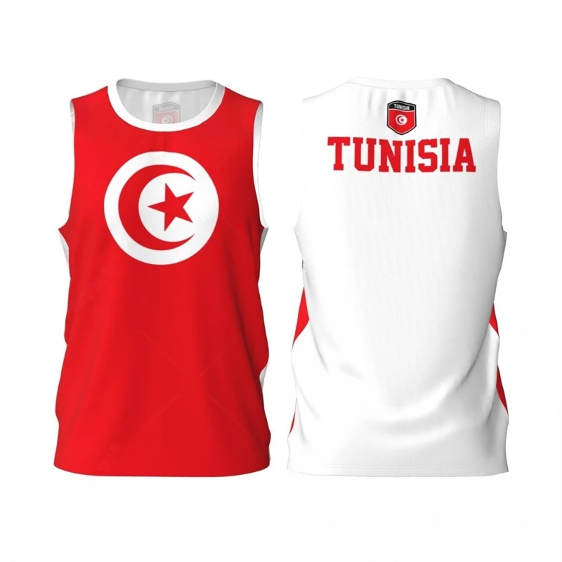 Tunisia Flag Basketball Tank Top Fashion Summer 3D National Emblem Printed Jersey Vest Loose Breathable Sports Sleeveless Tees