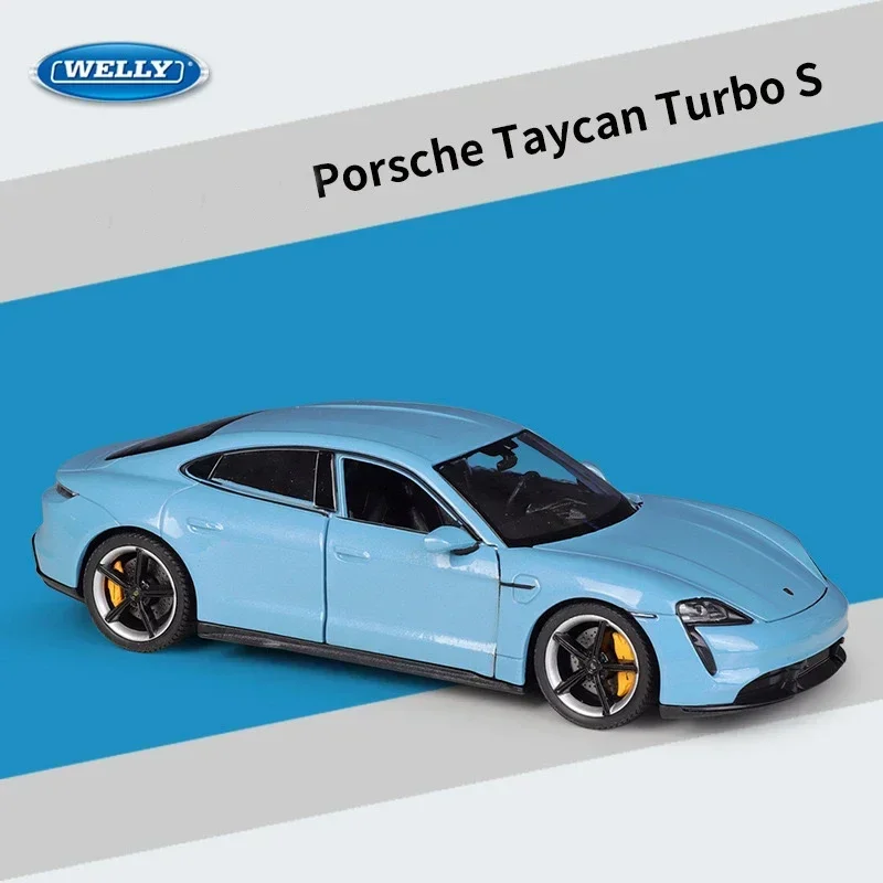 WELLY 1:24 Porsche Taycan Turbo S Simulation Alloy Car Model  - Suitable for Children's Toys and Collections