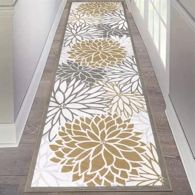 Alfombra de corredor de flores para áreas interiores y exteriores, alfombra antideslizante para sala de estar, lavandería, cocina, decoración del hogar