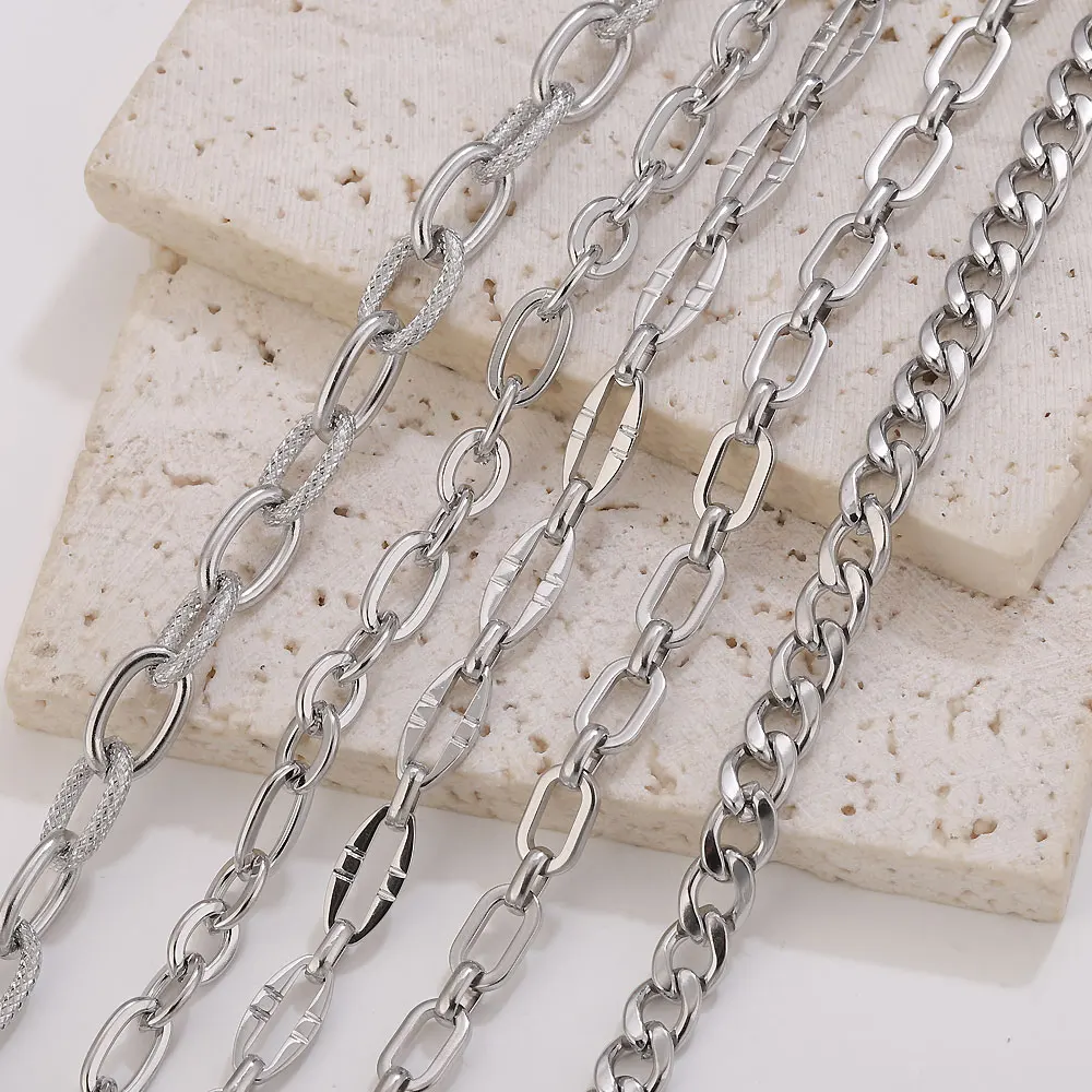 1 Meter lange Punk-Kubanerkette aus Edelstahl für die Schmuckherstellung, Nadelarbeiten, DIY-Halskette, Armband, Schmuckkette, Bastelbedarf – Detail 6