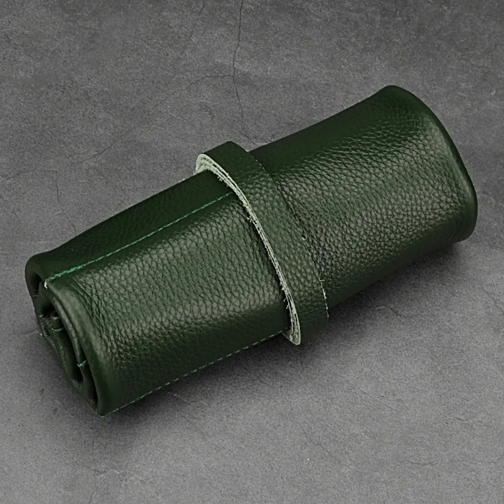 

6 Slots Watch Storage Bag Solid Color Black Leather Watch Storage Box Scratch Resistant Soft Lining Roll up Watch Bag Travel