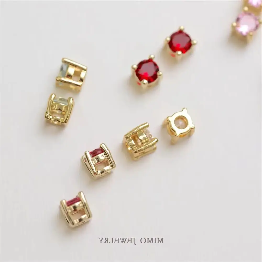 

Color copper plated gold micro-inlaid zircon colorful 4mm claw drill DIY manual beaded winding accessories