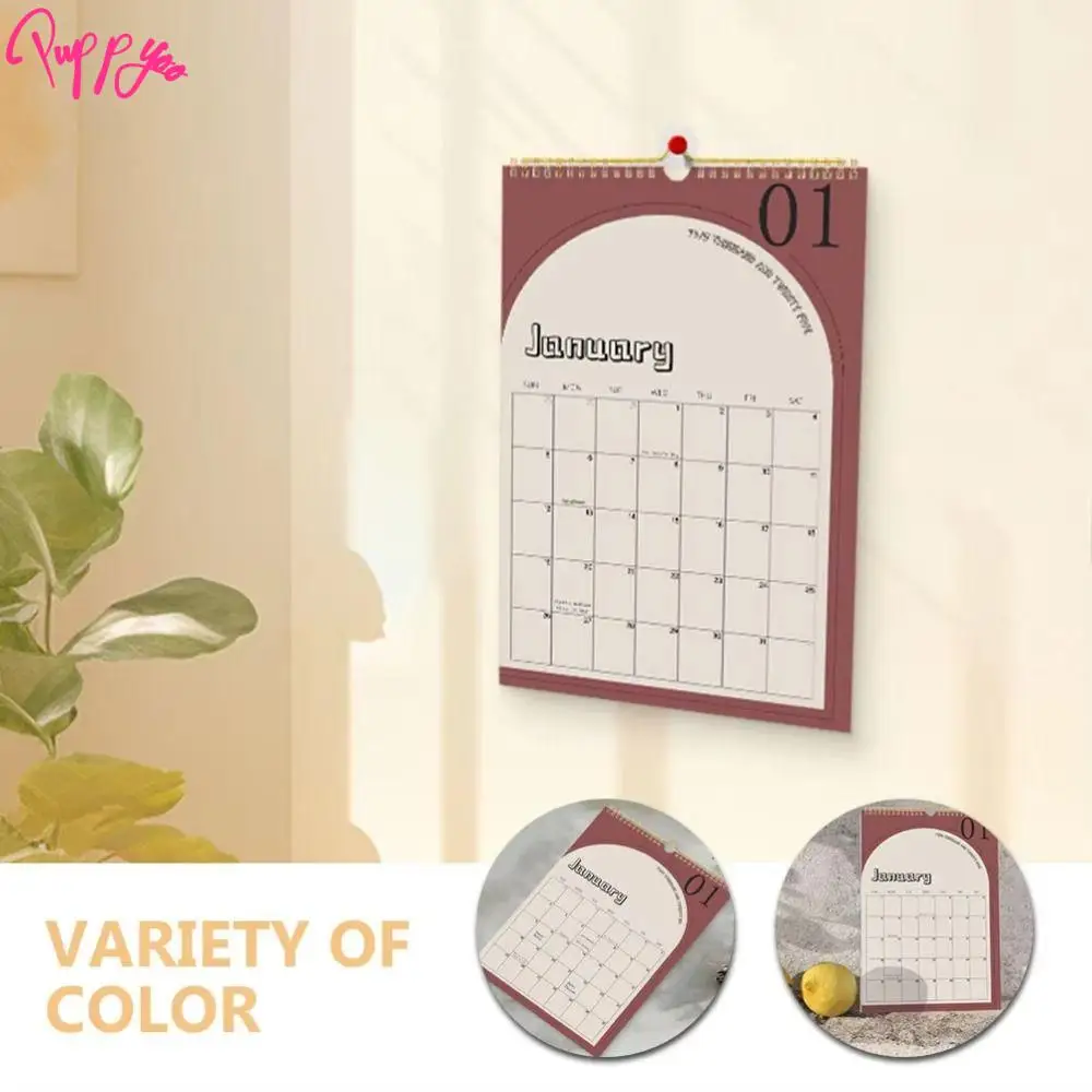 Creative 2025 Wall Calendar Planner ภาษาอังกฤษ 18 เดือนปฏิทินพร้อมรูแขวนแบบพกพาปฏิทินผนังรายเดือน