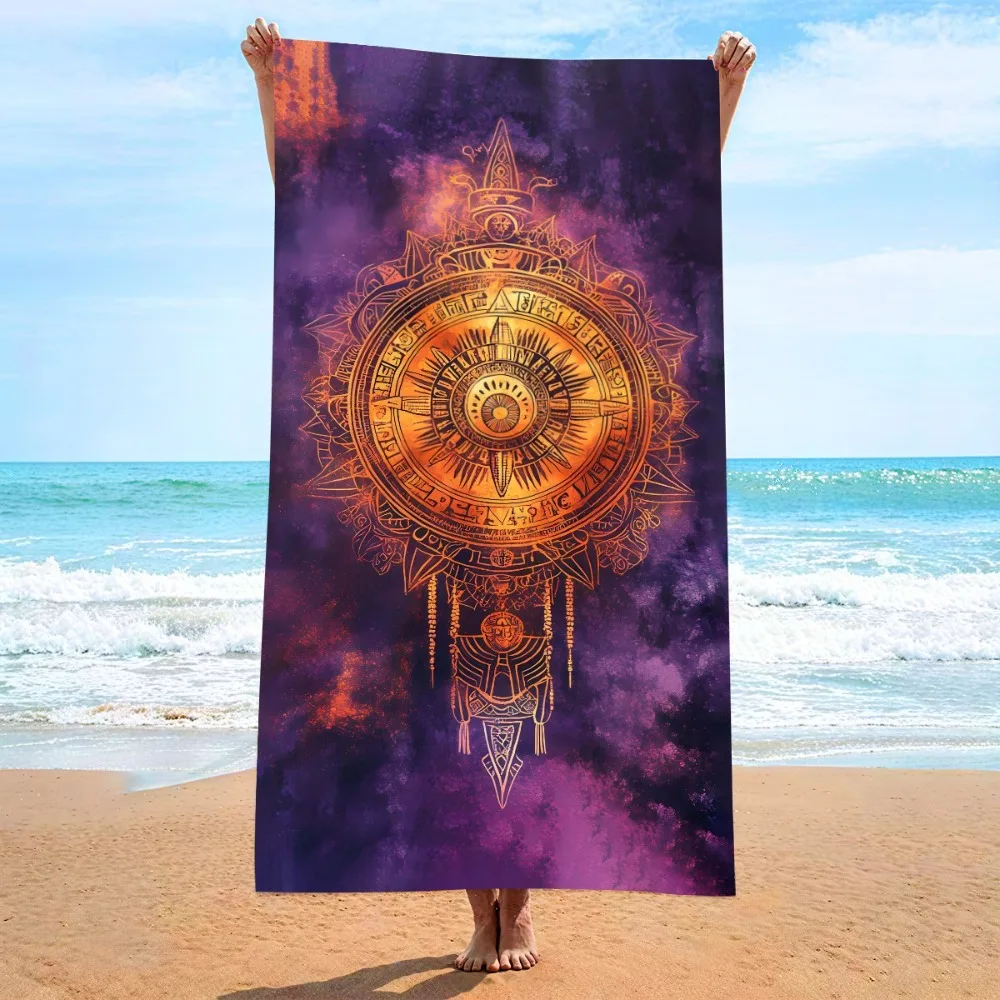 Mystery Pattern Beach Towel39x71in Outdoor Travel Yoga Picnic Blanket Large Size Beach Blanket Quick-dry Absorb Water Microfiber