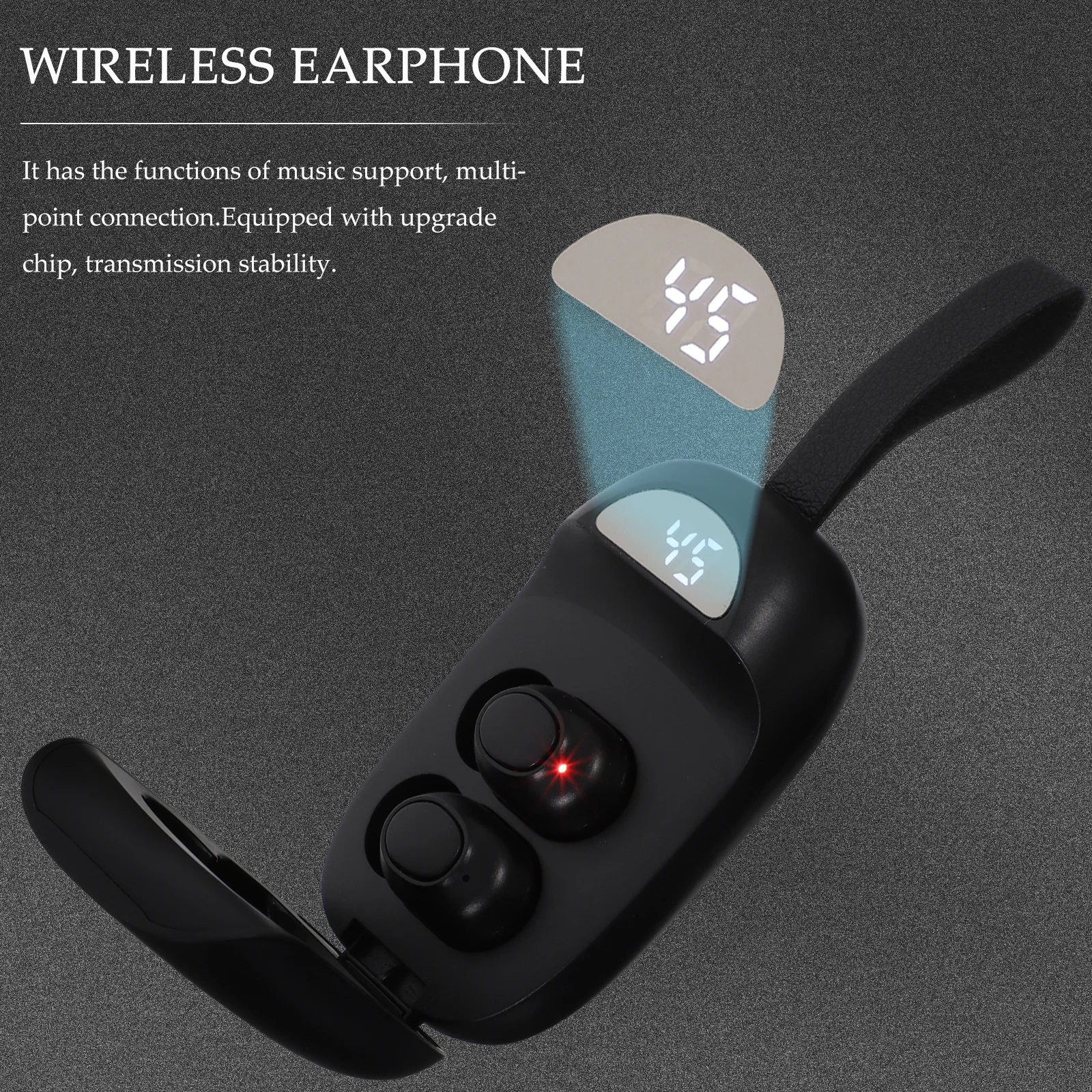 

1Set Earphones Wireless Stereo Headset with Display Touch Control Call Noise Reduction Low Latency for Sports
