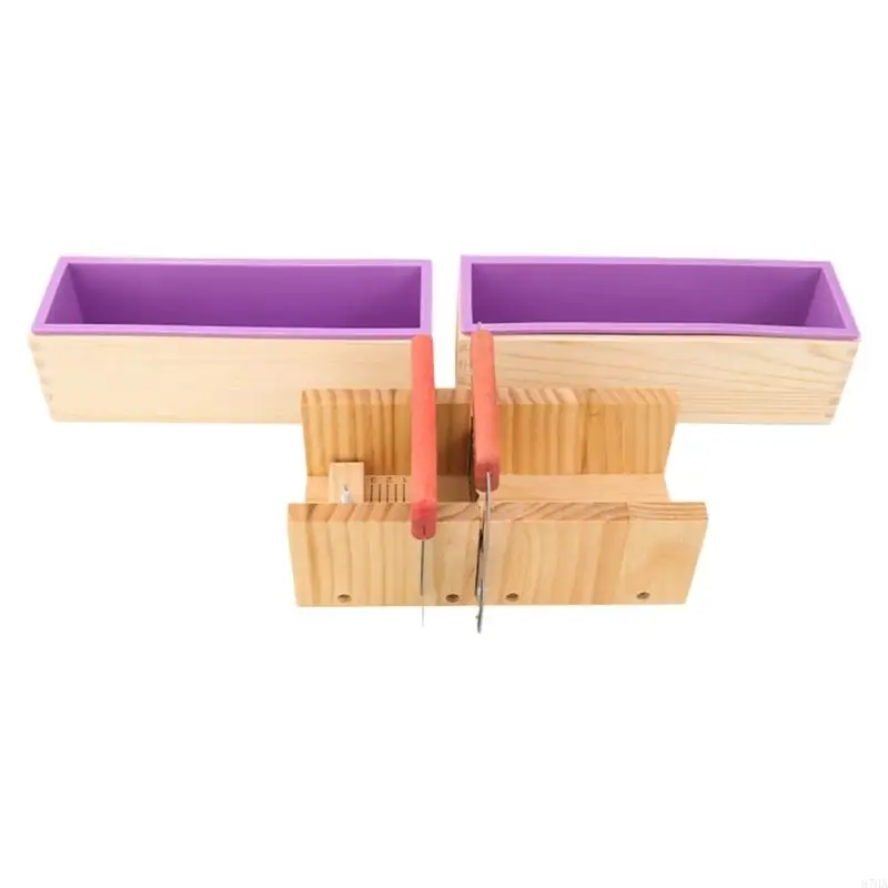 

Complete Soap Making with Silicone Molds Wooden Box and Cutter for Handmade Cold Process Soap 87HA