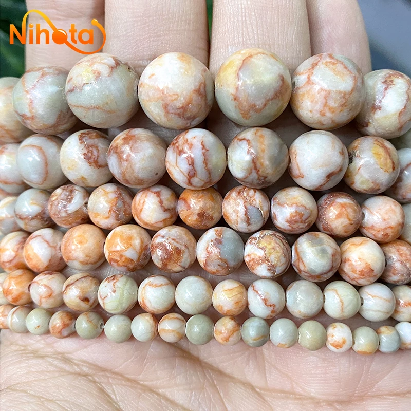 

Натуральный красный камень паутины, красные яшмы Пикассо, круглые бусины, браслет-подвеска «сделай сам», для изготовления ювелирных изделий, кольцо 4/6/8/10/12 мм, нить 15 дюймов