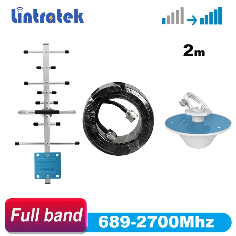 

Комплект антенны 2g 3g 4g для сотового усилителя 12 дБи 698 ~ 2700 МГц Антенна Yagi для усилителя мобильного сигнала с потолочной антенной Omni