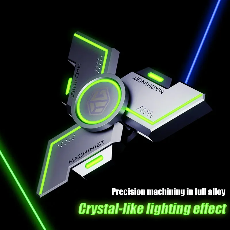 光るメタルアンチストレスフィジェットスピナー、不安軽減ADHD集中おもちゃ、大人の退屈とストレス解消のための耐久性のあるハンドスピナー