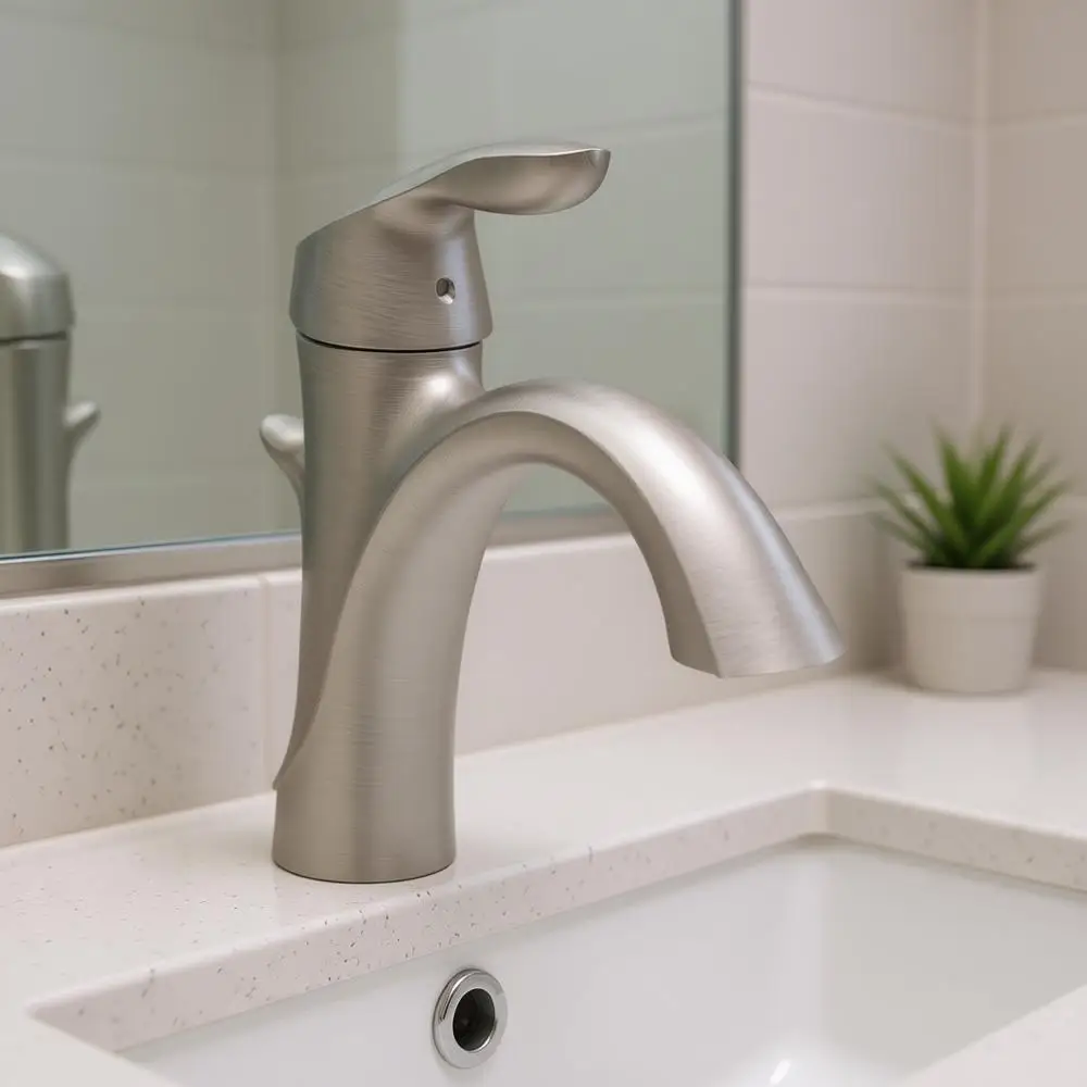 

Смеситель для раковины с одной ручкой, матовый никель, с опциональной декоративной накладкой и возможностью установки удлинителя для раковины, 6400BN