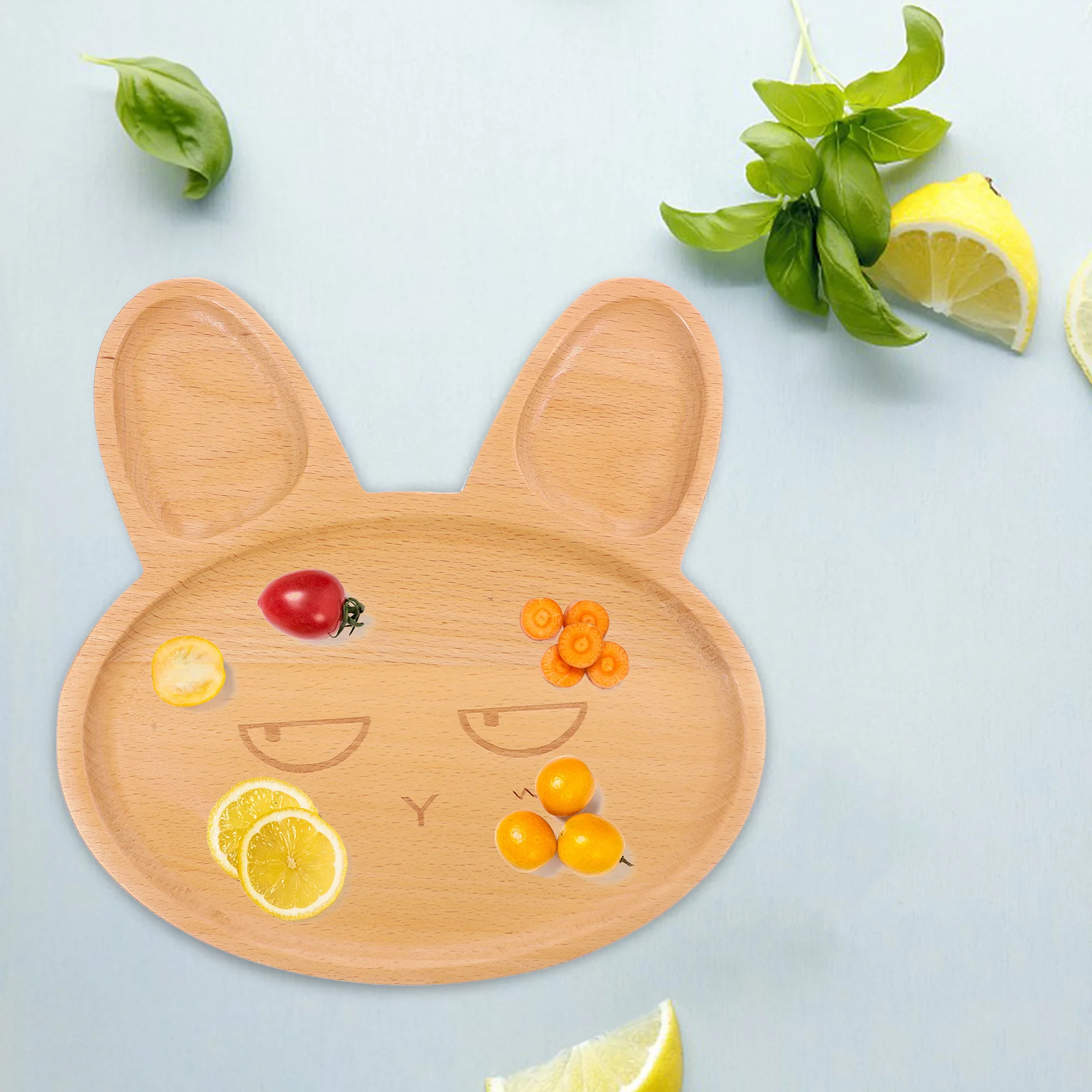 

Wooden Bunny Tray Rustic Food Serving Plate Compact Size for Snack Cake Display Home Decoration Fruit Wooden Tray