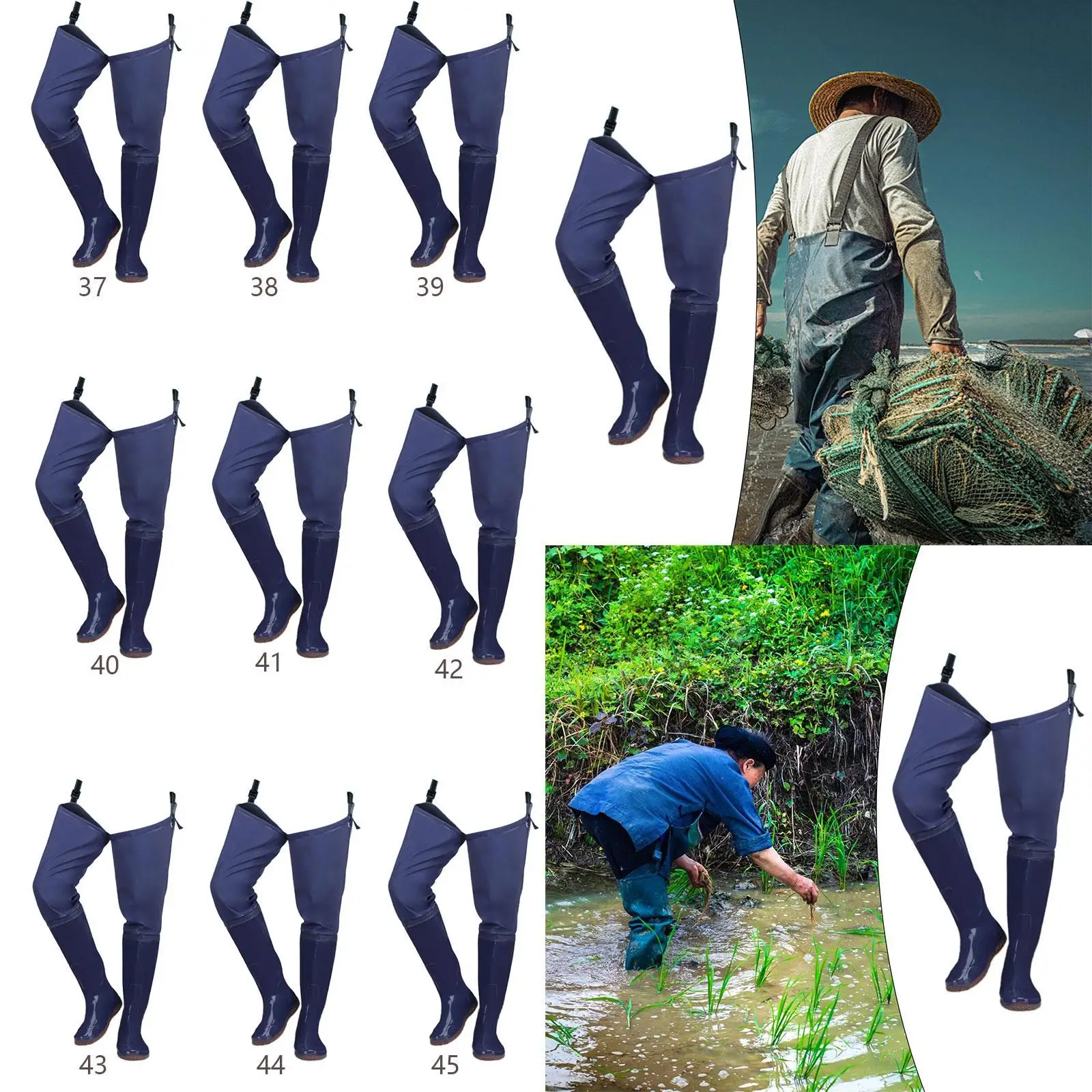 Fishing Waders for Men Wear Resistant Underwater Stocking Boots Agriculture Water Pants Non Slip Sole Waterproof Rain Boots