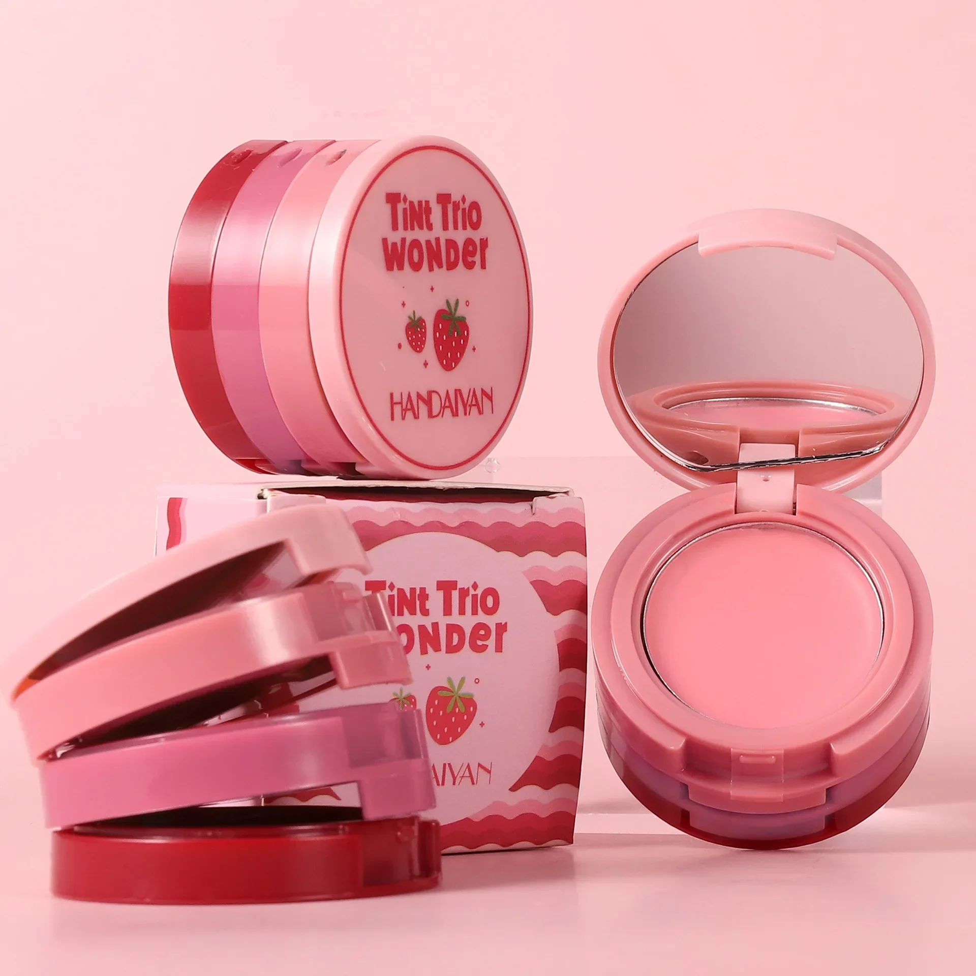Natuurlijke Naakt Make-up Radiance Contouring Tray Matte Blush Roze Abrikoos 3-in-1 Zoete Lippenstift Gezicht Blush Wangzalf Wit