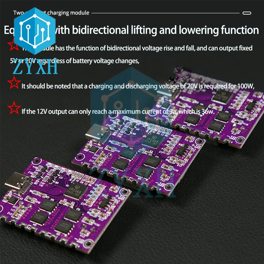 Modulo di ricarica rapida bidirezionale IP2368 interfaccia Buck-Boost di tipo C batteria al litio 4S scheda di ricarica rapida ad alta potenza da