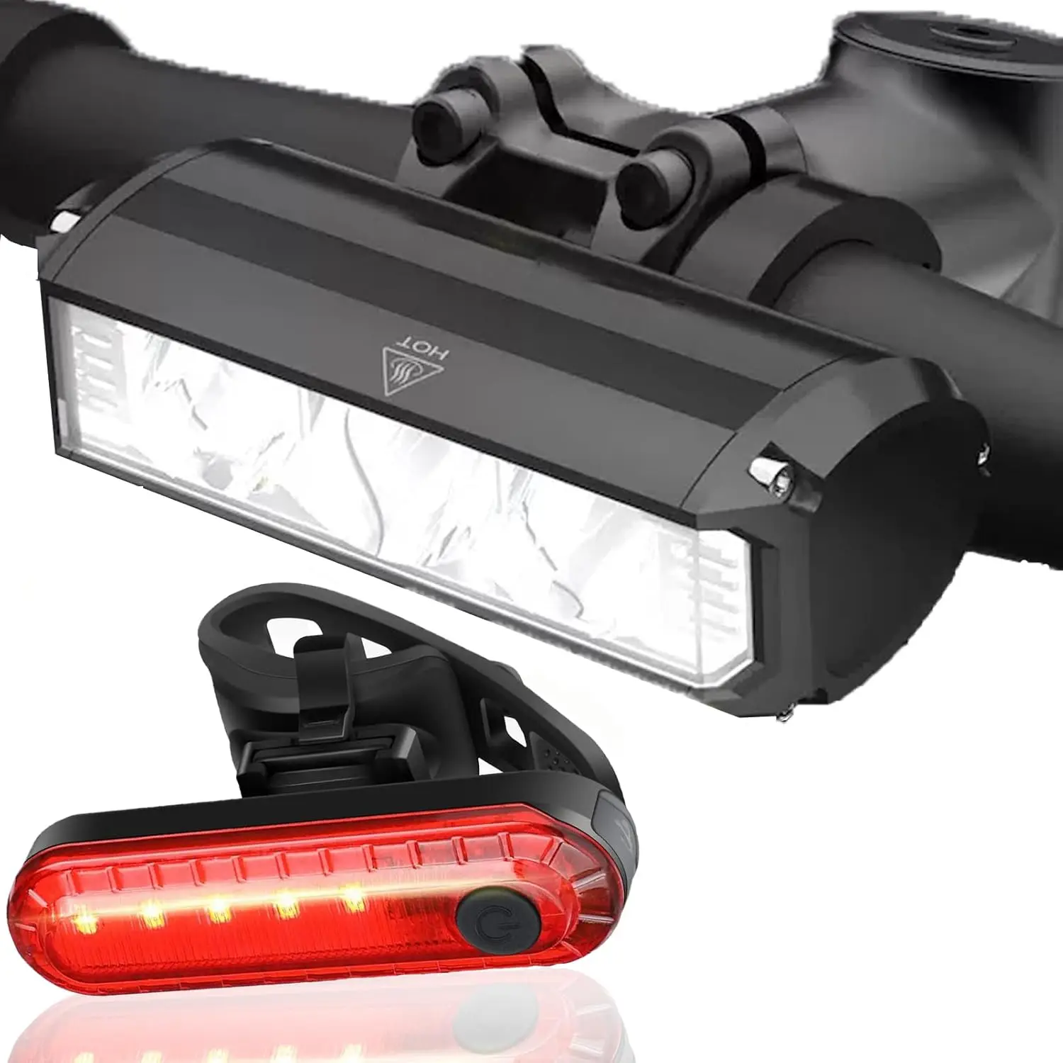 

Rechargeable Bike Light Set with High/Low Beam, USB LED Waterproof Headlight & Taillight for Mountain Biking