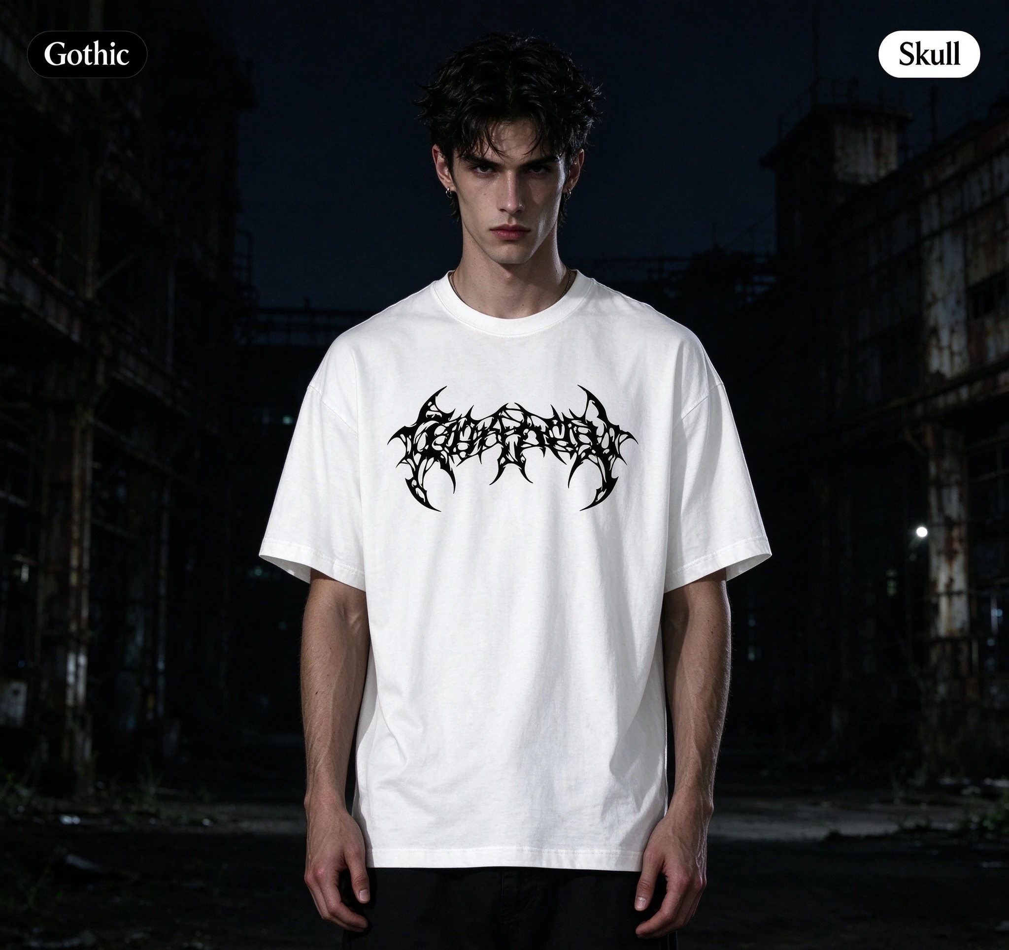 Mens Gothic T Shirt 3D Printed Skull Bat Wing Inverted Cross Crew Neck Short Sleeve Oversized Dark Grunge Streetwear Vintage