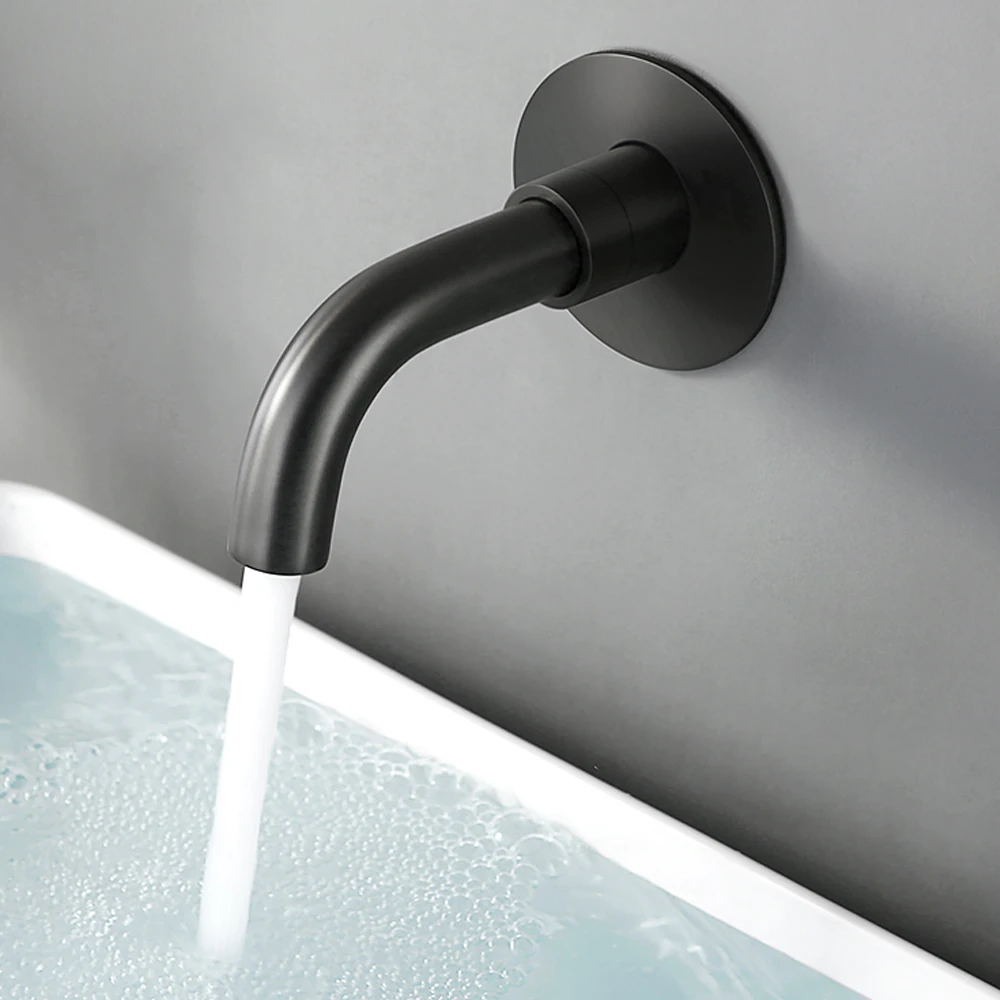 Bagnolux Black Brushed Polished Chrome Stainless Steel Rose Gold Brass Round Bathtub Spout Basin Bathroom Faucet view 2