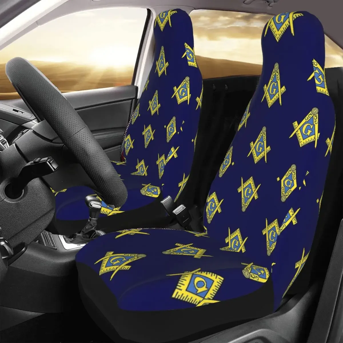 Freemason Compass Masonic Universal Car Seat Cover Protector Interior Accessories For SUV Mason Seat Cushion Fiber Hunting