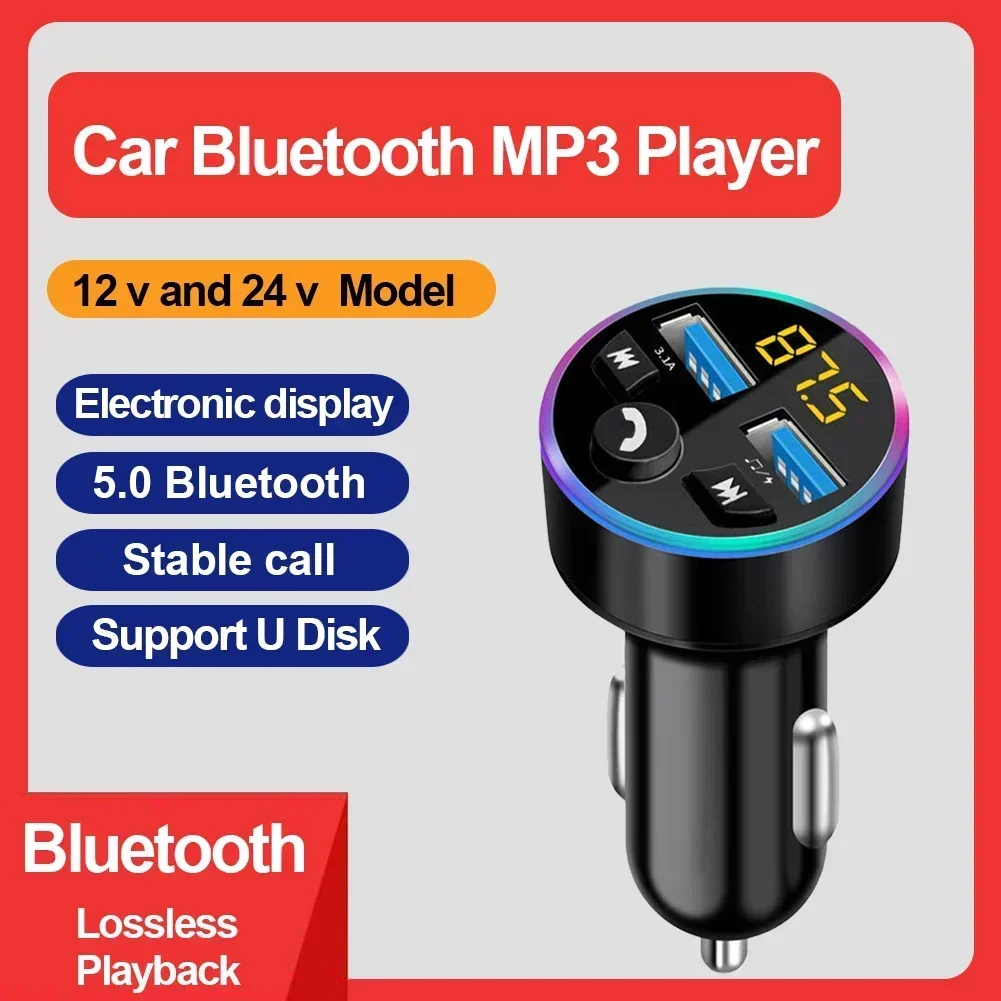 FM Transmitter Modulator with 2 USB Charging Ports Car Wireless Bluetooth 5.0 Auto Aux Radio Mp3 Player Music Hands Free Car Kit