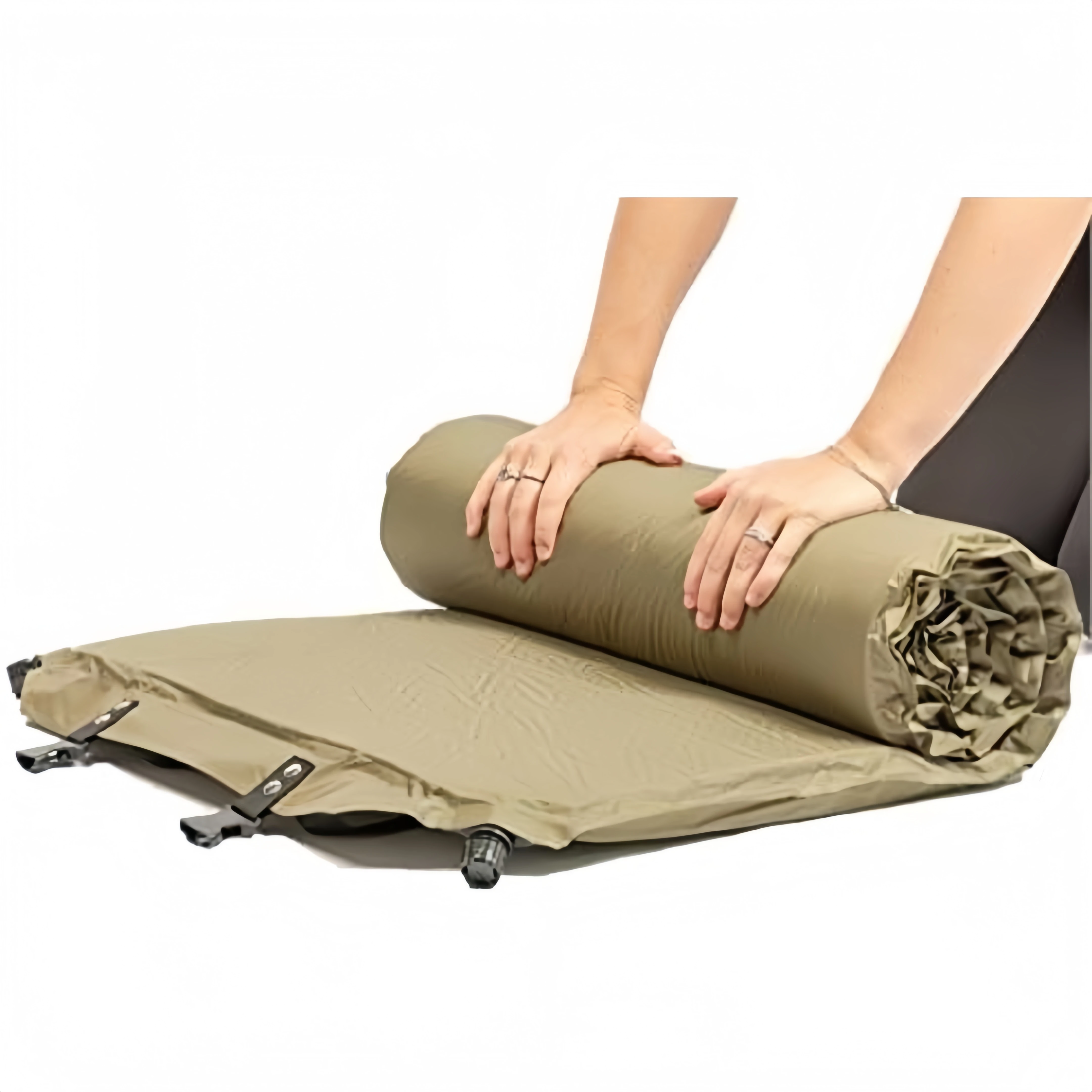 Outdoor foldable self-inflatable pad, thickened suede moisture-proof sleeping pad, suitable for park camping and lunch break