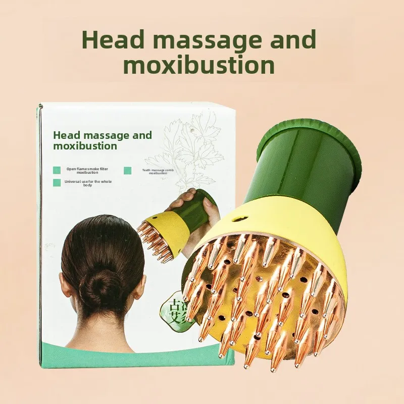 

Массажер для головы с прямым прижиганием — расческа Гуа Ша и меридиан для кожи головы, домашнее использование с дымовым фильтром, портативная теплая терапия