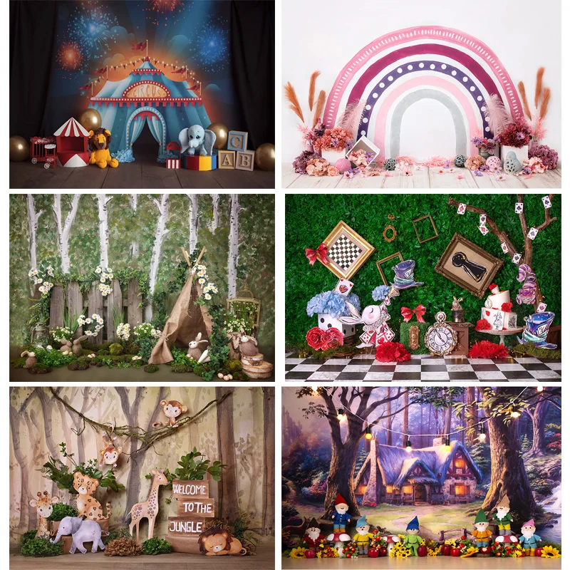 

SHENGYONGBAO Jungle Happy Birthday Photography Backdrops Newborn Air Balloon Party Decorations Photo Studio Background VG-09