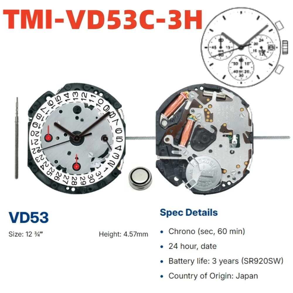VD53C Movement New Japan Vd53 Quartz Movement Original SII/TMI