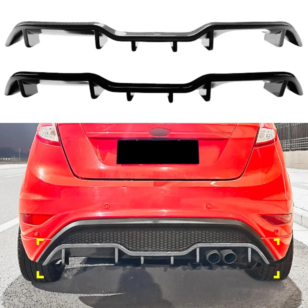 

For Fiesta ST MK6 2012-2017 Body Kit Rear Bumper Diffuser Bumper Spoiler for Ford Fiesta ST MK6 2012-2017 Car Accessories