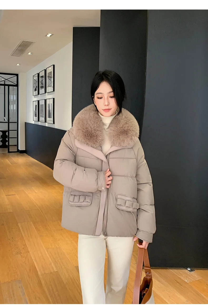 Simple Faux Fur Collar Padded Parka Women Thick Warm Winter Puffer Jacket 2026 Ladies Office Wear Casual Solid Zipper Outerwear