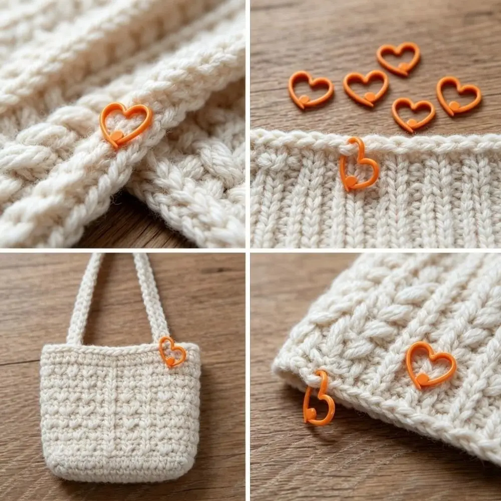 10/20/30PCS Plastic Crochet Stitch Markers No-Scratch Reusable Knitting Stitch Markers Heart Shape Handmade Yarn
