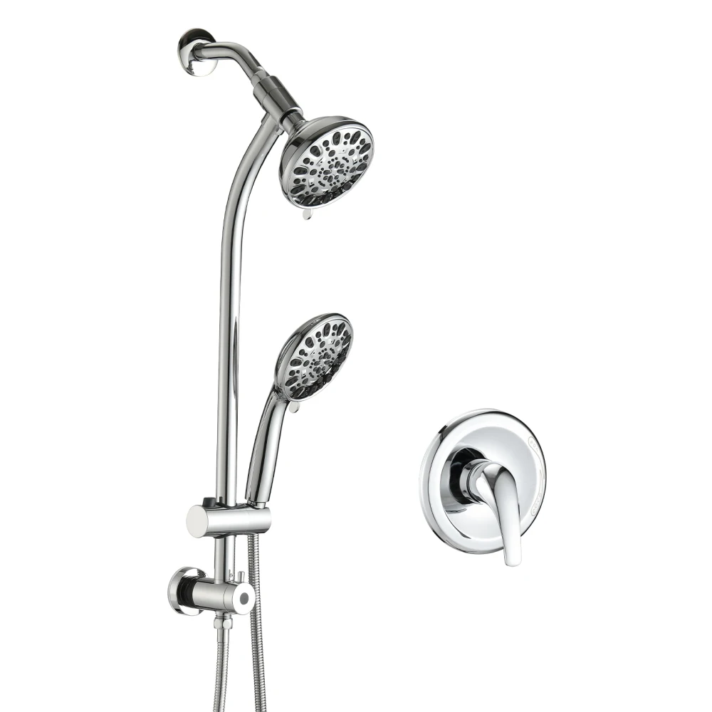 

Rainfall Shower Head Combo, High Pressure Dual Shower System with Handheld 7-Spray Rainfall Shower Set Chrome Sets