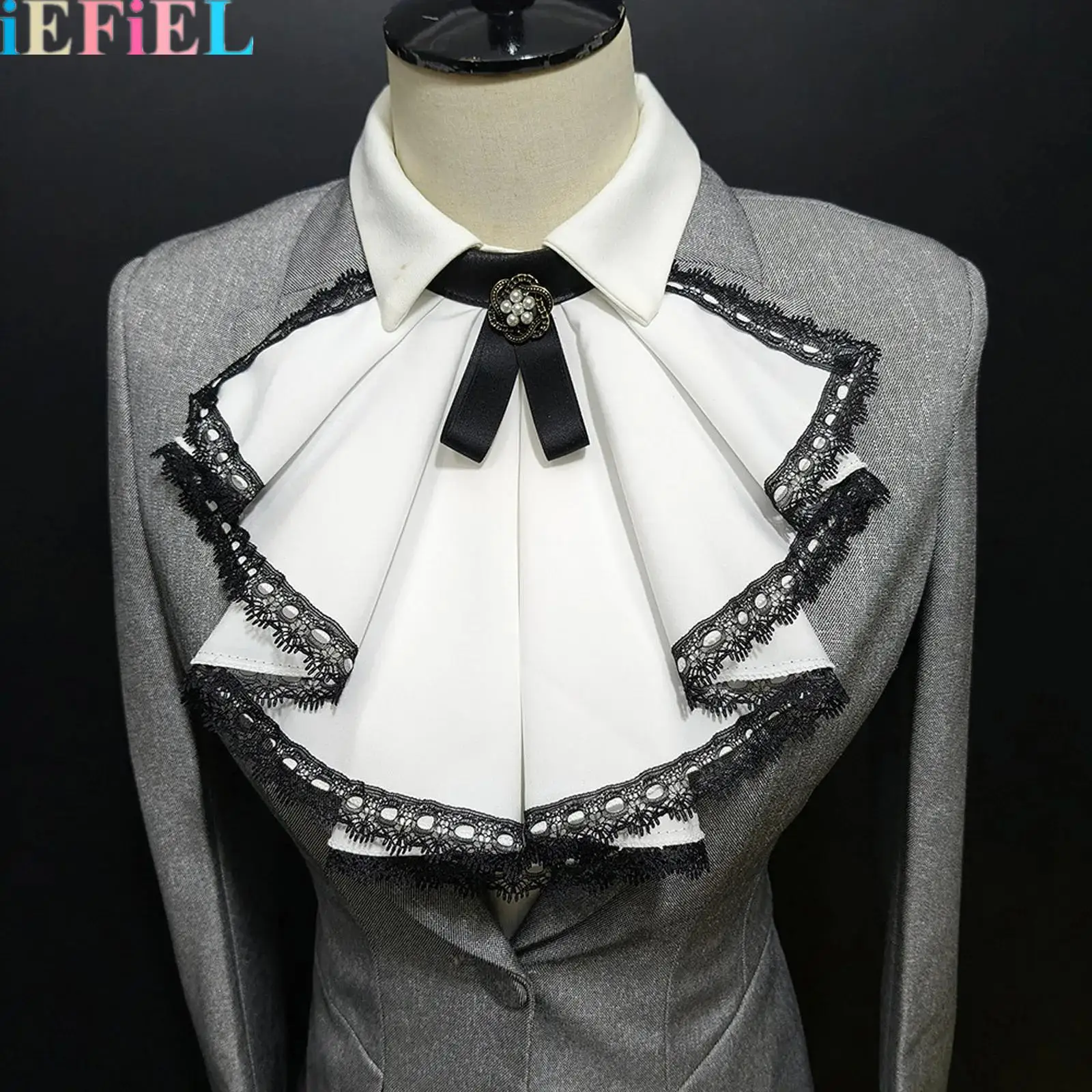 

Detachable Ruffle Neck Collar Victorian False Collar Medieval Costume Vintage Palace Collar for Costume Parties